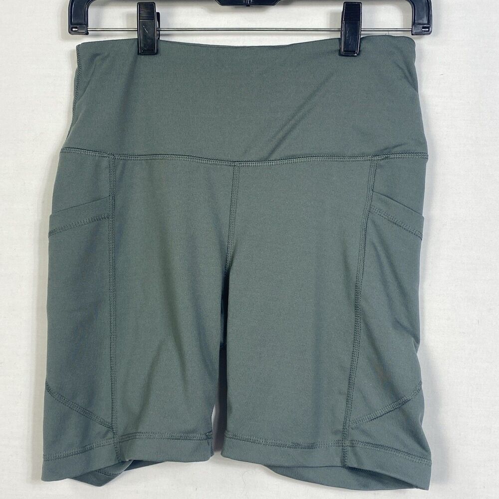 Velocity Womens Size Medium Shorts No Sweat Athletic Olive Green Pockets - Picture 2 of 6